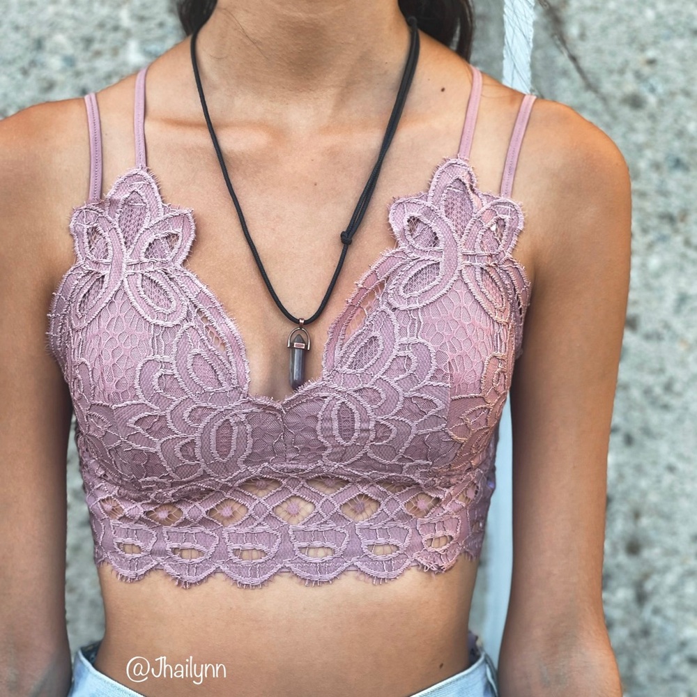 Dusty Blush scalloped adjustable strap bralette